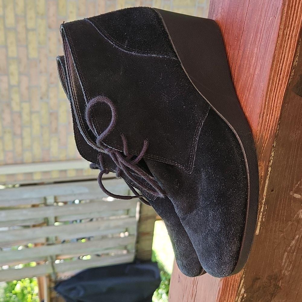 Black Suede Wedge Ankle Boots